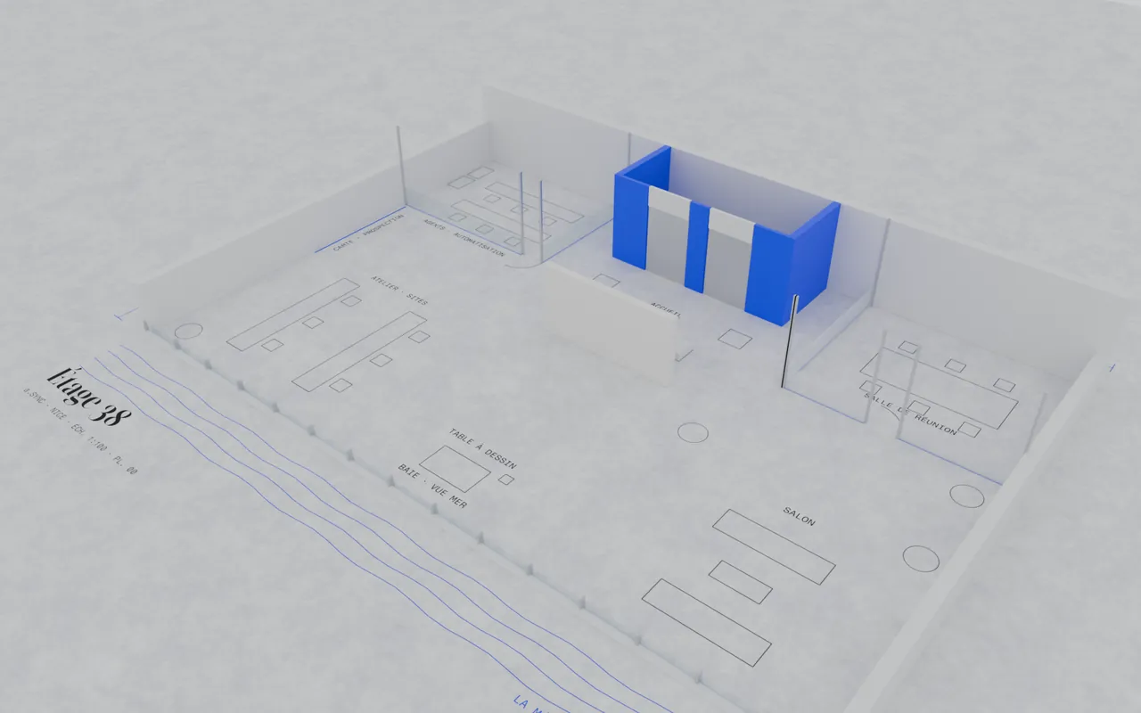 Les murs de la maquette montent depuis le plan